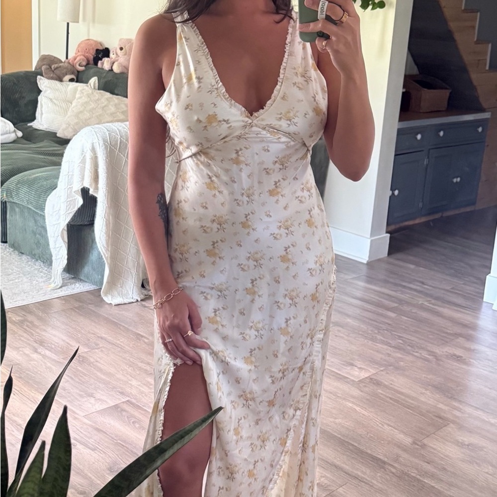 LoveShackFancy RARE Medium Silk Kendall Dress Golden Hour Yellow Cream Floral